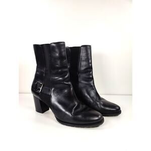 Cole Haan Leather Chelsea Ankle Boots Block Heel‎ Black 8B